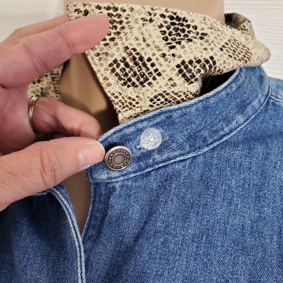 90s Villager Sport Denim Jacket Shirt Sz 3 ~ Pre-Owned With Removable Collar - Picture 6 of 16
